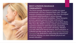 best London massage therapists