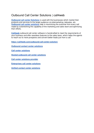 outbound call center solutions call4web outbound