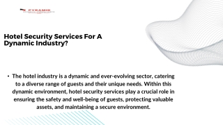 hotel security services for a dynamic industry