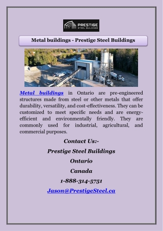 Metal buildings - Prestige Steel Buildings