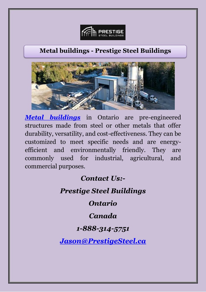 metal buildings prestige steel buildings