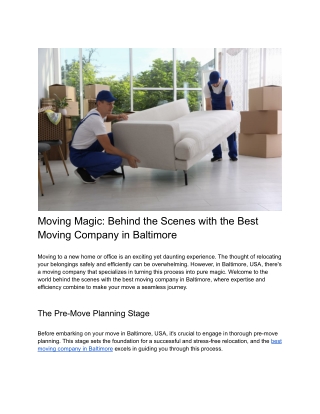 Moving Magic_ Behind the Scenes with the Best Moving Company in Baltimore