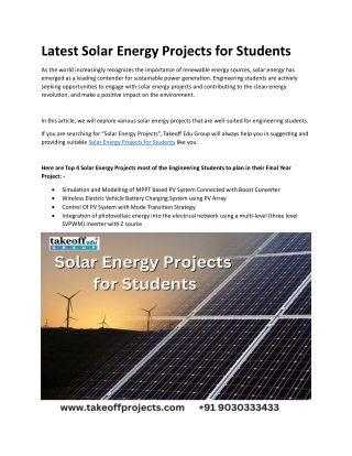 Solar Energy Projects for Students