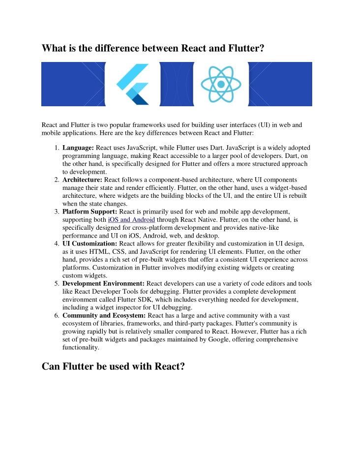 what is the difference between react and flutter