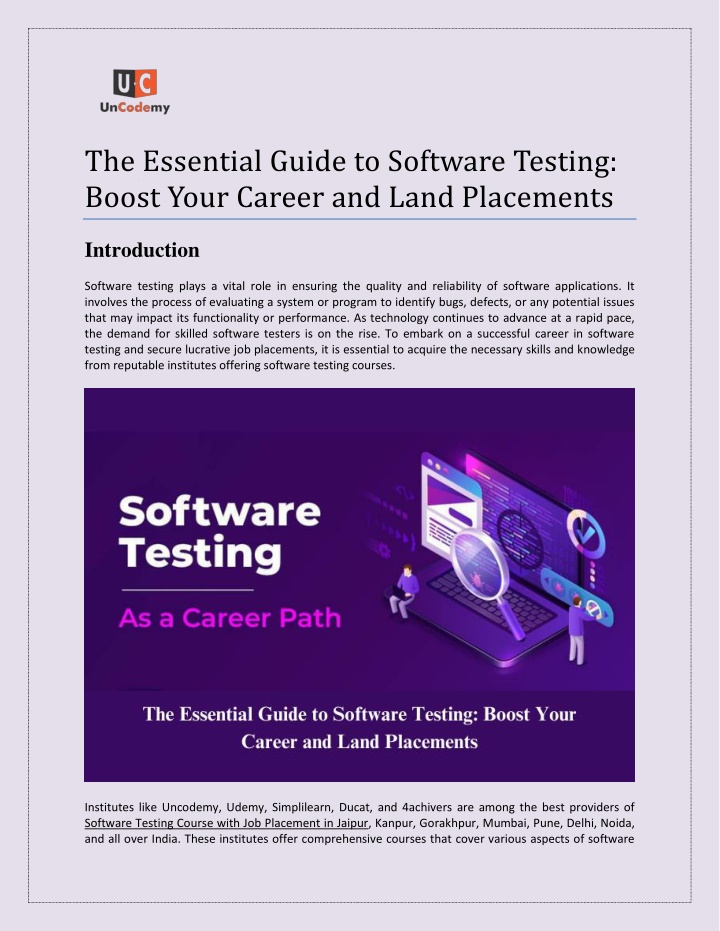 the essential guide to software testing boost