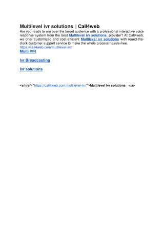 multilevel ivr solutions call4web are you ready