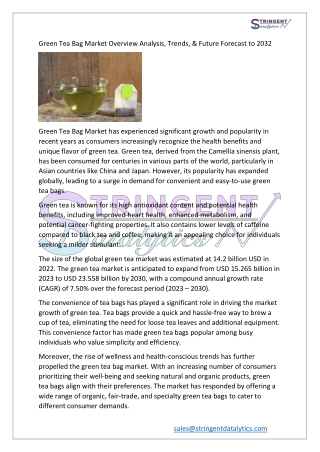 green tea bag market overview analysis trends