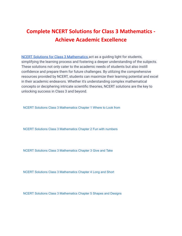 complete ncert solutions for class 3 mathematics