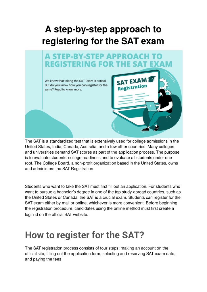 a step by step approach to registering for the sat exam
