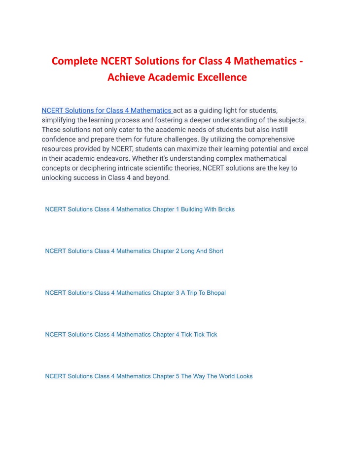 complete ncert solutions for class 4 mathematics
