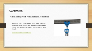 chain pulley block with trolley loadmate in