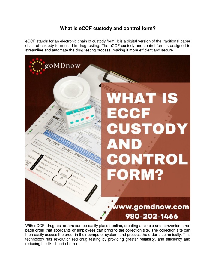 what is eccf custody and control form