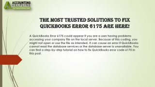the most trusted solutions to fix quickbooks error 6175 are here