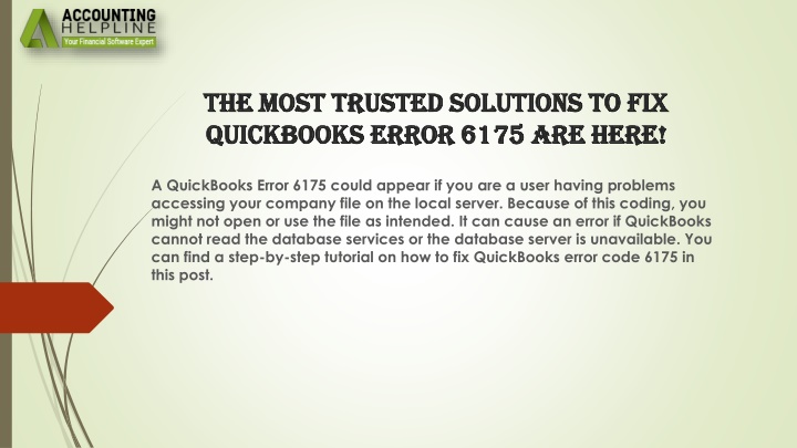 the most trusted solutions to fix quickbooks error 6175 are here
