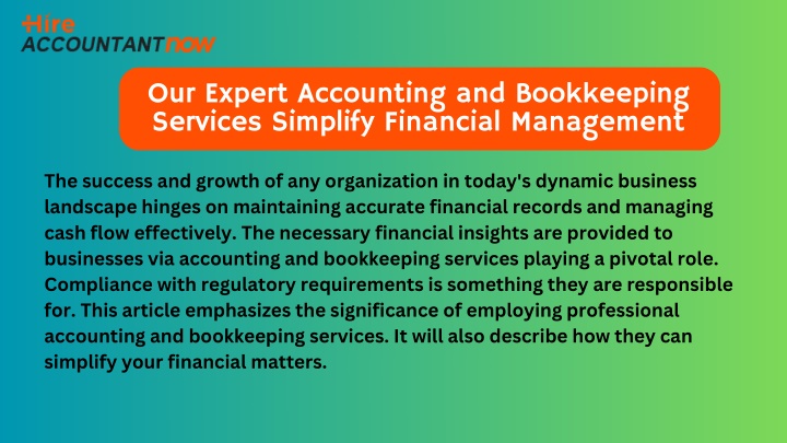our expert accounting and bookkeeping services
