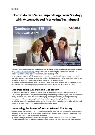 Dominate B2B Sales Supercharge Your Strategy with Account-Based Marketing Techniques!