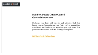 Ball Sort Puzzle Online Game  Gameaddazone.com