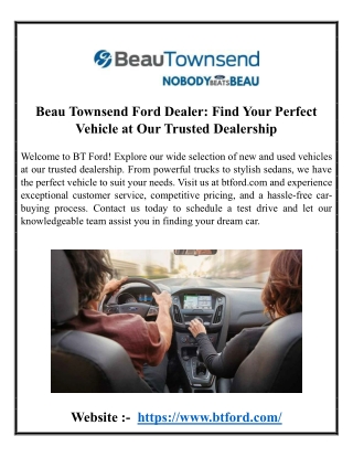 Beau Townsend Ford Dealer Find Your Perfect Vehicle at Our Trusted Dealership
