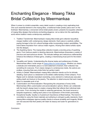 Enchanting Elegance- Maang Tikka Bridal Collection by Meermankaa