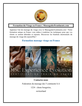 Formation du Visage en France  Massagedes5continents.com