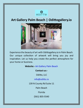 Art Gallery Palm Beach  Odittogallery.io