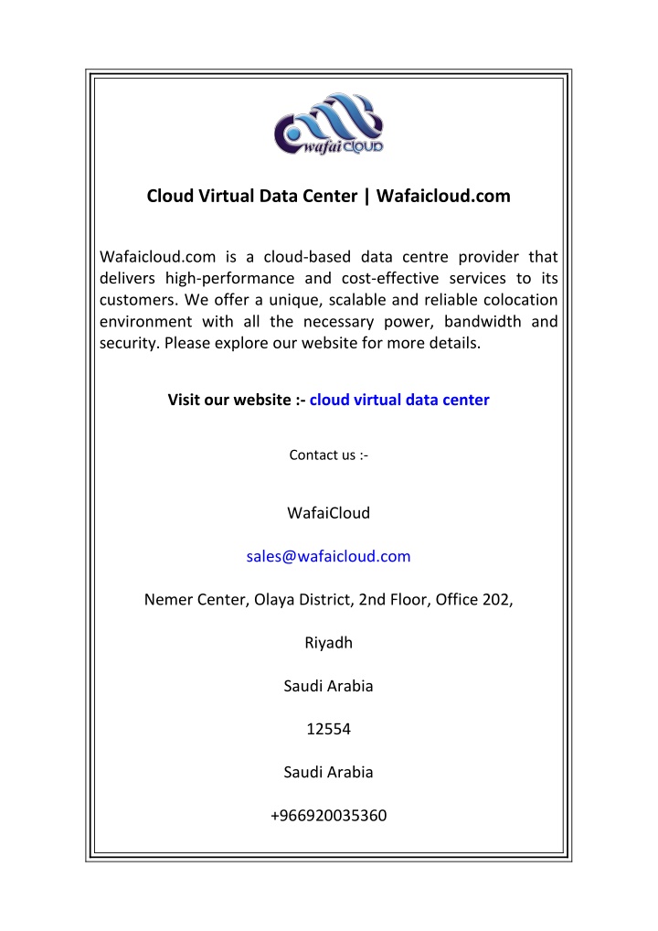 cloud virtual data center wafaicloud com