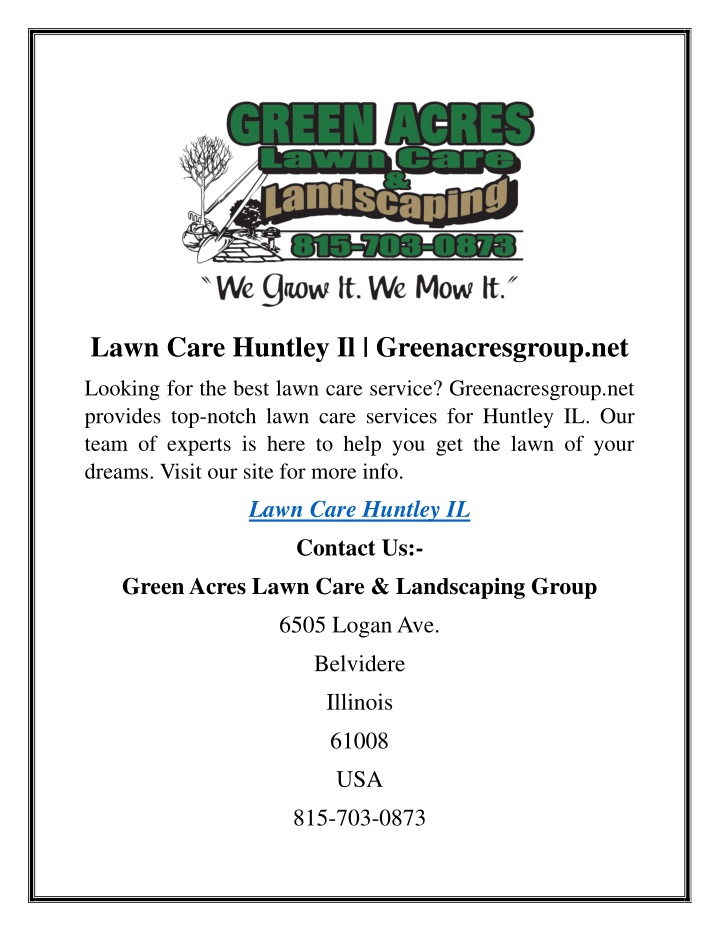 lawn care huntley il greenacresgroup net