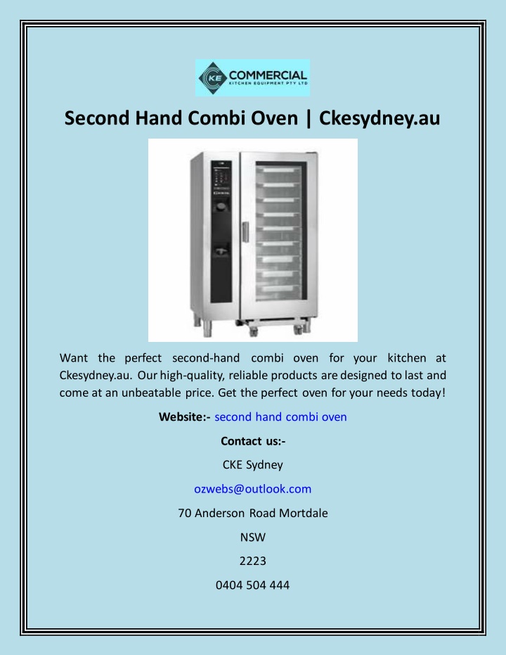 second hand combi oven ckesydney au