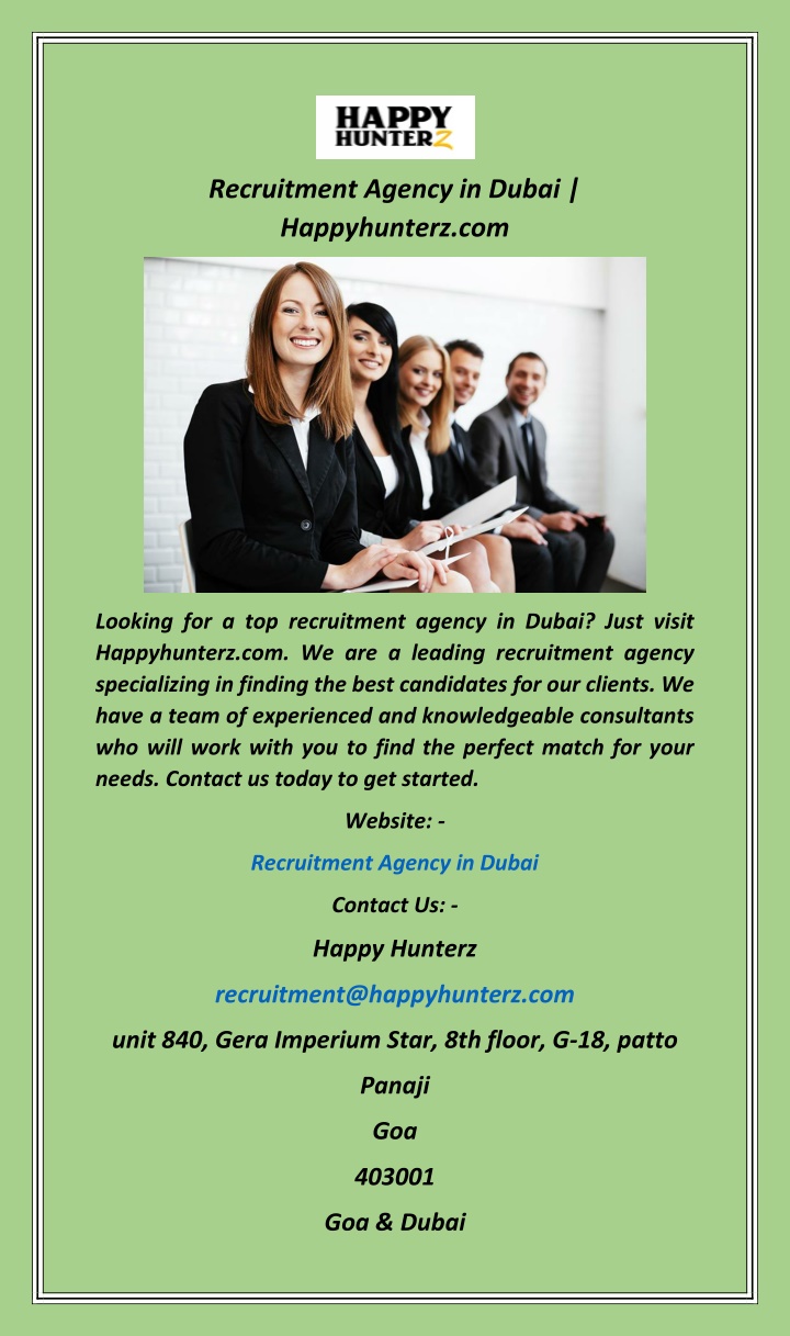 recruitment agency in dubai happyhunterz com