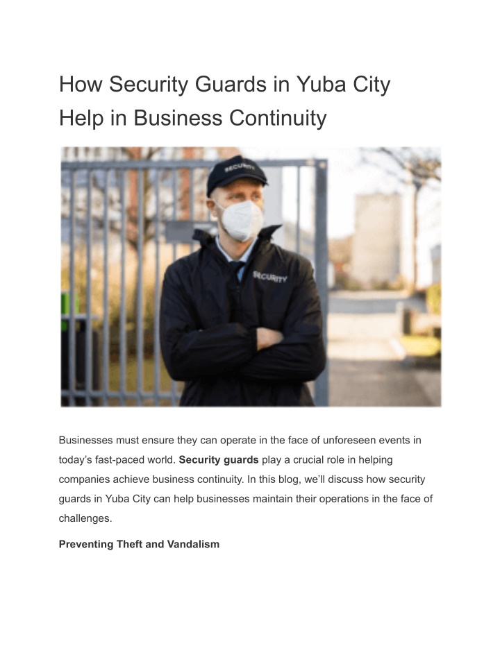 how security guards in yuba city help in business