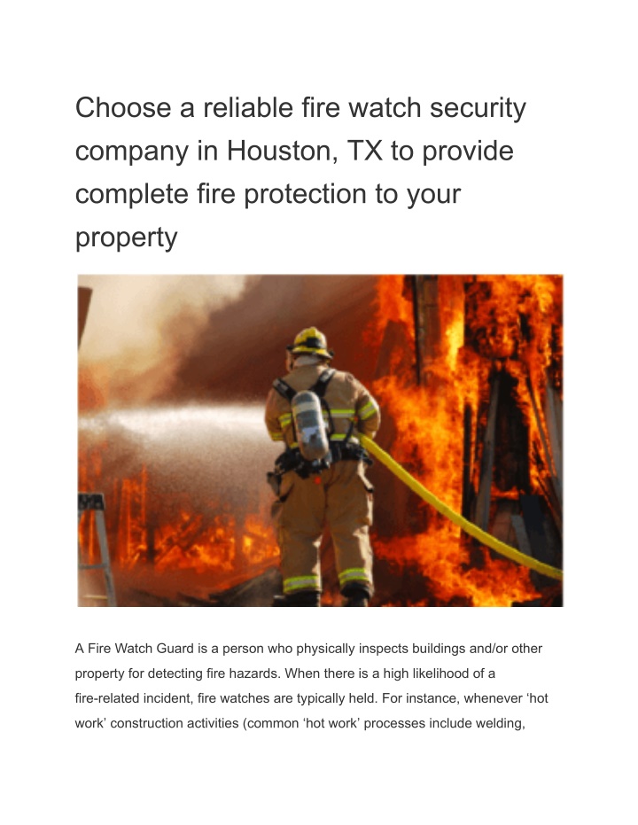 choose a reliable fire watch security company