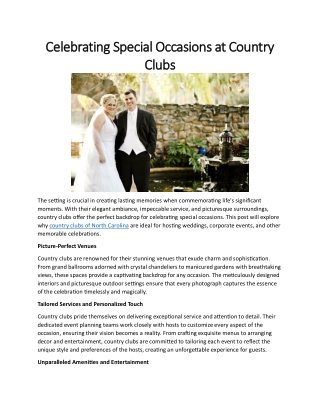 Celebrating Special Occasions at Country Clubs