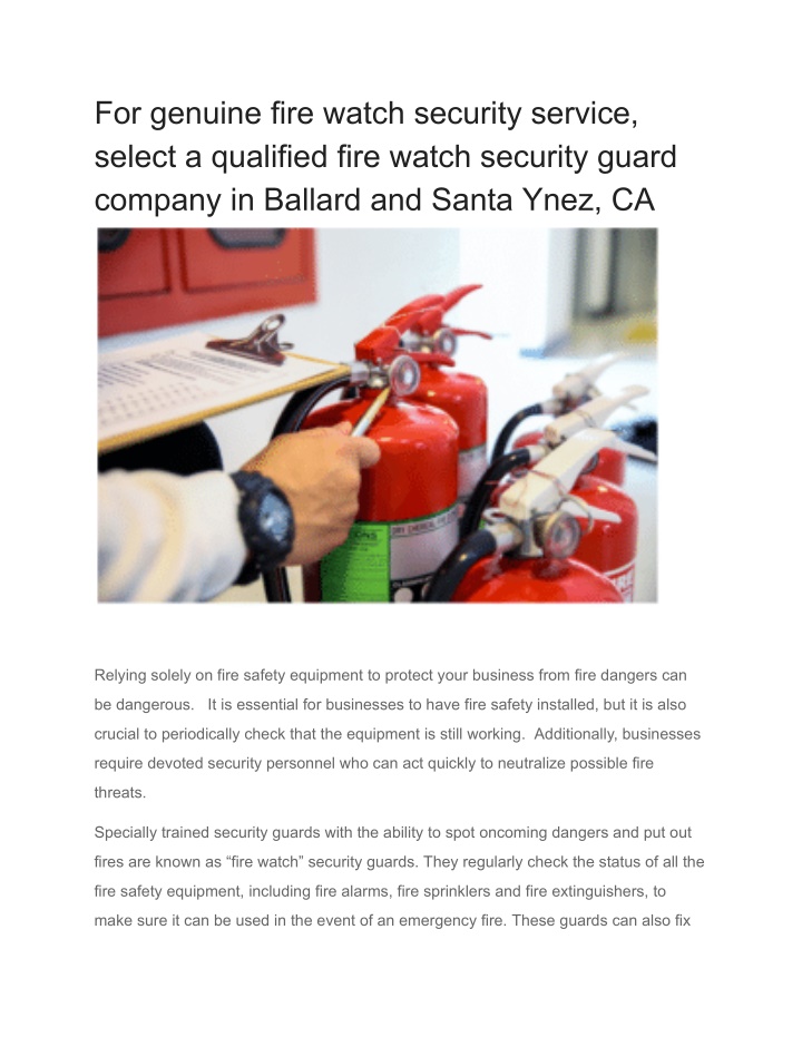 PPT - For Genuine Fire Watch Security Service, Select A Qualified Fire ...