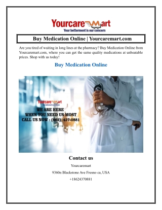 Buy Medication Online  Yourcaremart.com