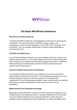 full-stack WordPress freelancer