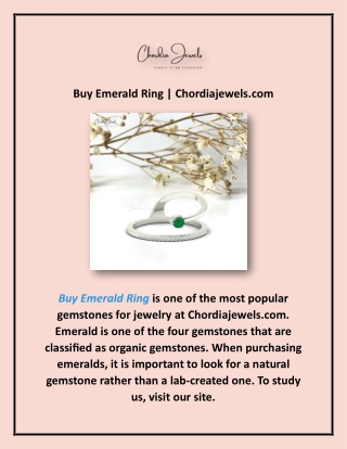Buy Emerald Ring | Chordiajewels.com
