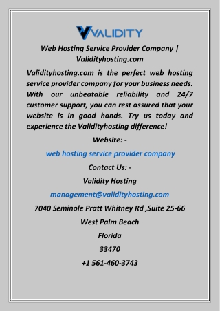 Web Hosting Service Provider Company  Validityhosting