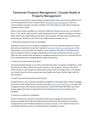 tamarindo property management coastal realty