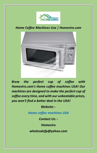 Home Coffee Machines Usa  Homeviro