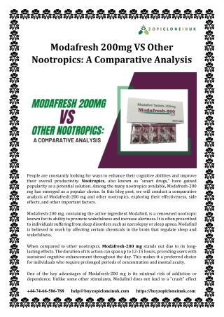 Modafresh 200mg VS Other Nootropics A Comparative Analysis