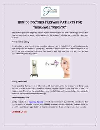 How do Doctors Prepare Patients for Thermage Toronto