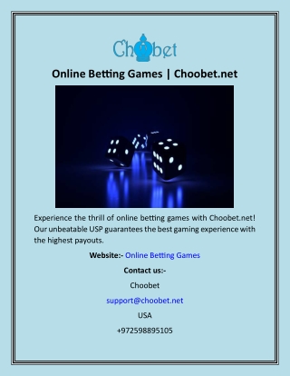 Online Betting Games  Choobet.net