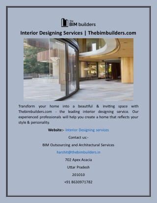Interior Designing Services  Thebimbuilders