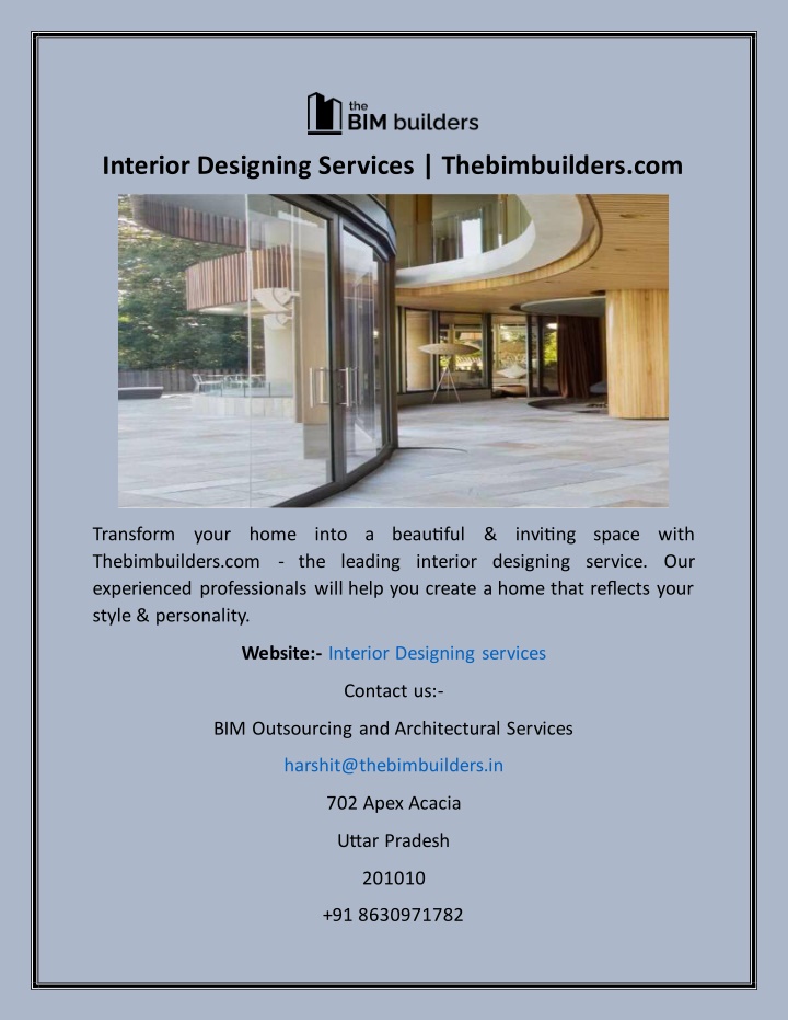 interior designing services thebimbuilders com