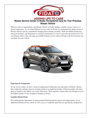 Nissan Service Center in Noida- Exceptional Care for Your Precious Nissan Vehicle