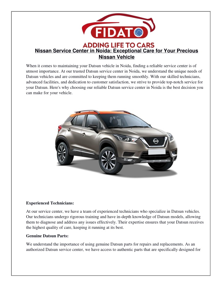 nissan service center in noida exceptional care