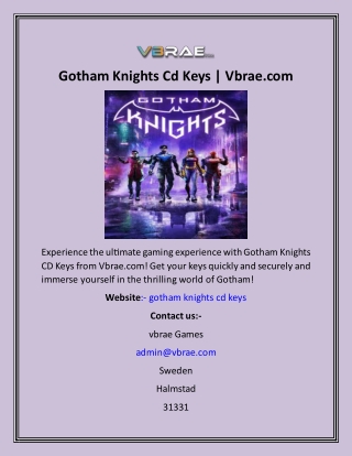 gotham knights cd keys vbrae com