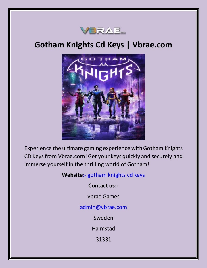 gotham knights cd keys vbrae com