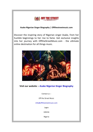 Asake Nigerian Singer Biography  Offthestreetmusic.com