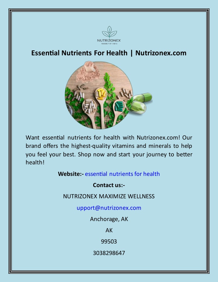 essential nutrients for health nutrizonex com